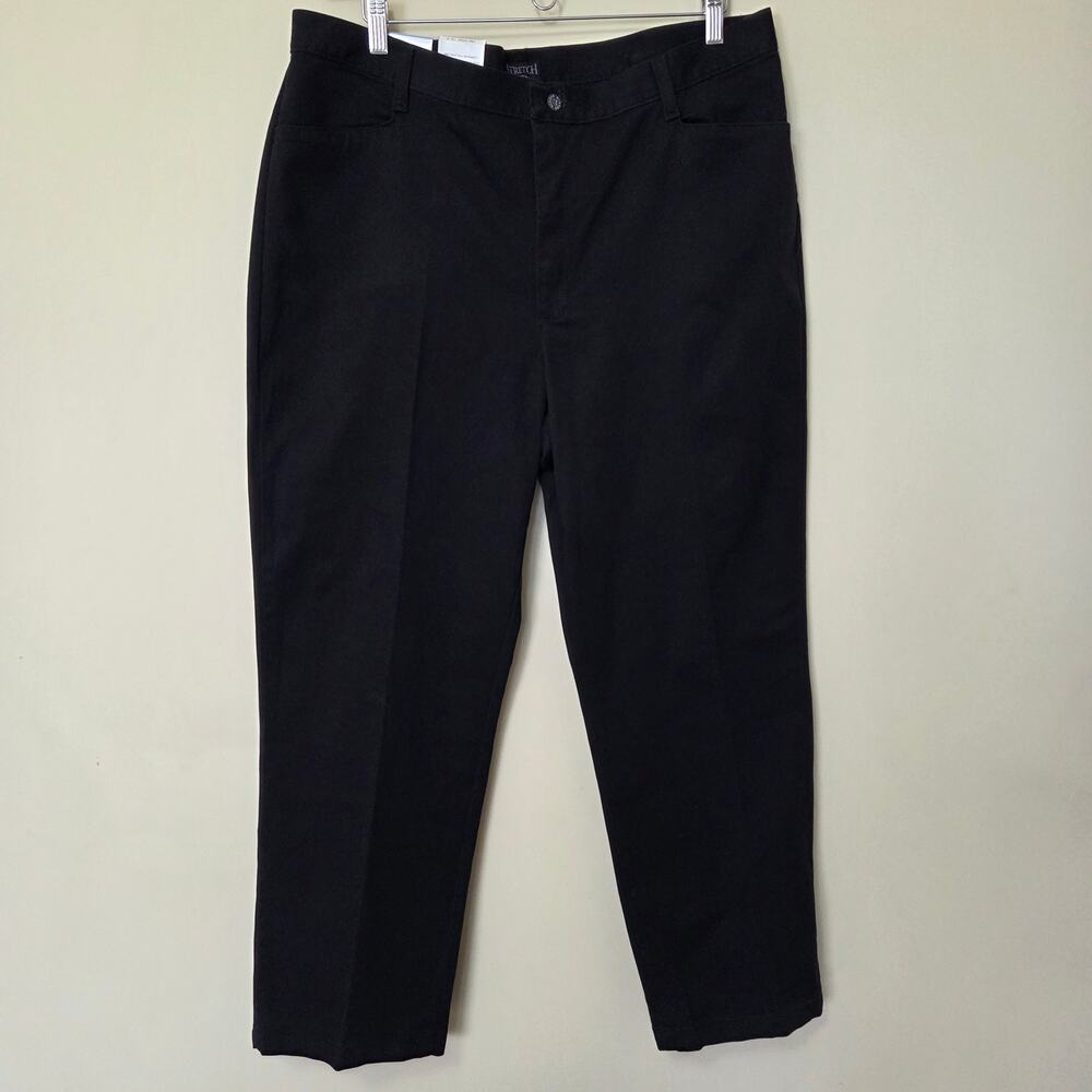 NWT Lee Stretch Riders 18 Flat Front Straight Leg Cotton Twill Pants Black